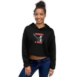 Punch A Nazi Cropped Hoodie in Black