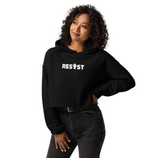 Resist Cropped Hoodie in Black