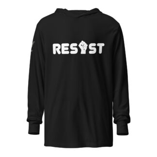 Resist Hooded Long-Sleeve Tee in Black