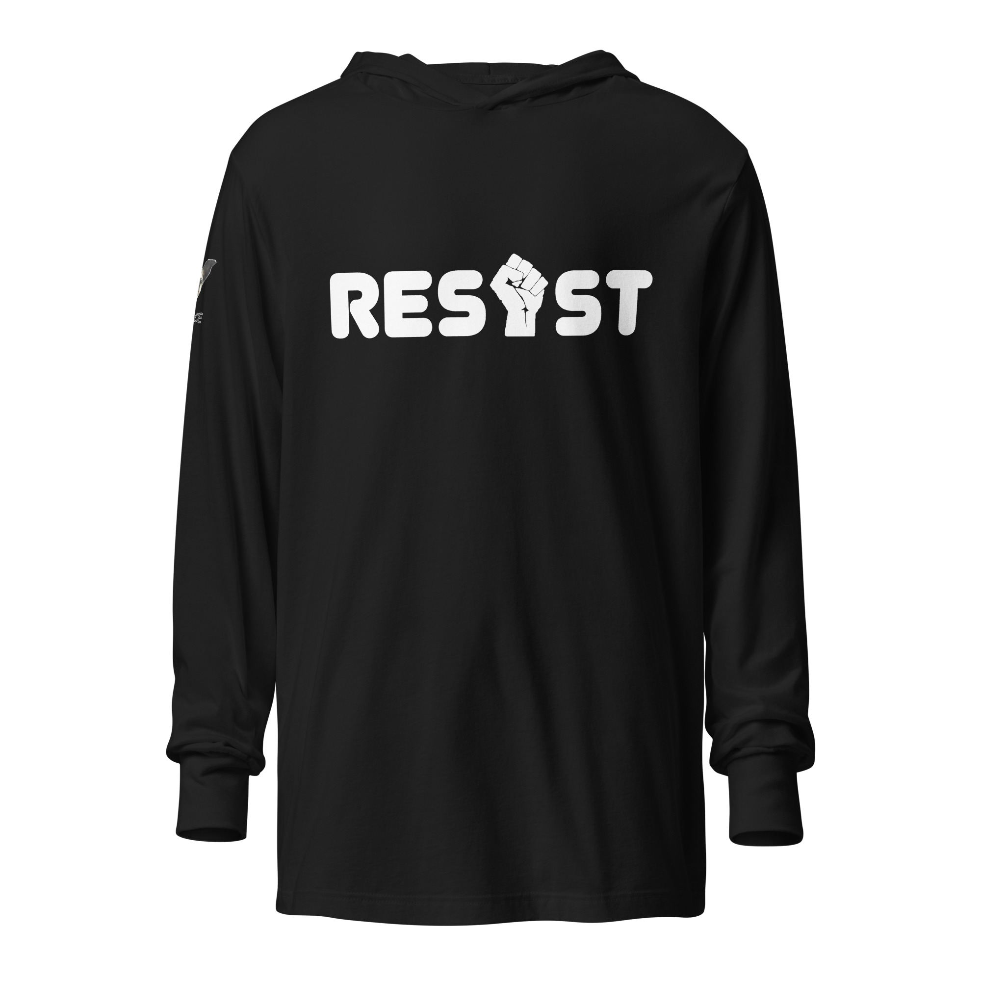 Resist Hooded Long-Sleeve Tee in Black