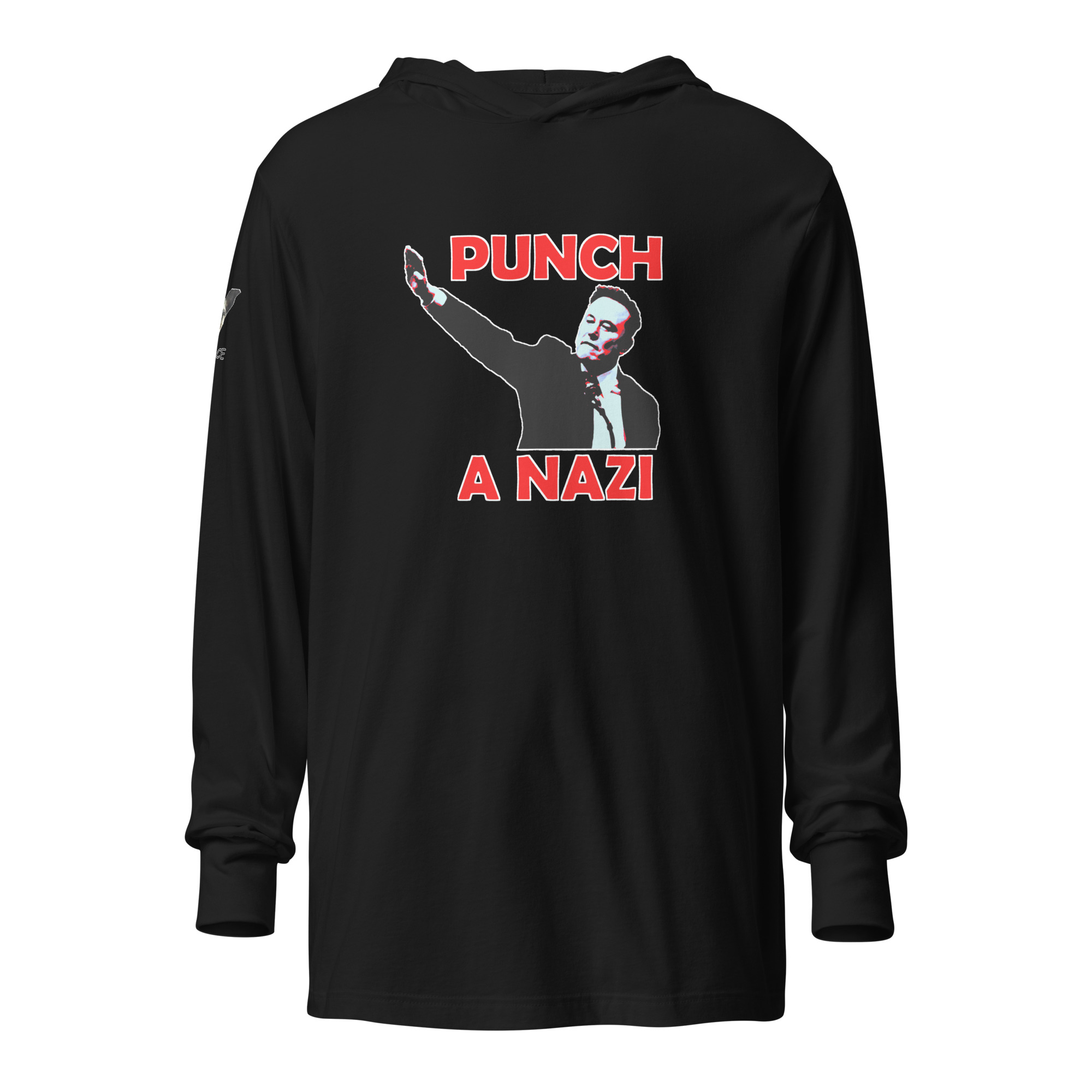 Punch A Nazi Hooded Long Sleeve Tee in Black