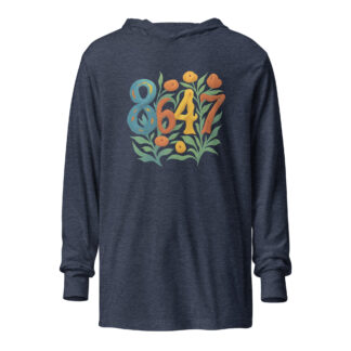 8647 Hooded Long Sleeve Tee in Heather Navy