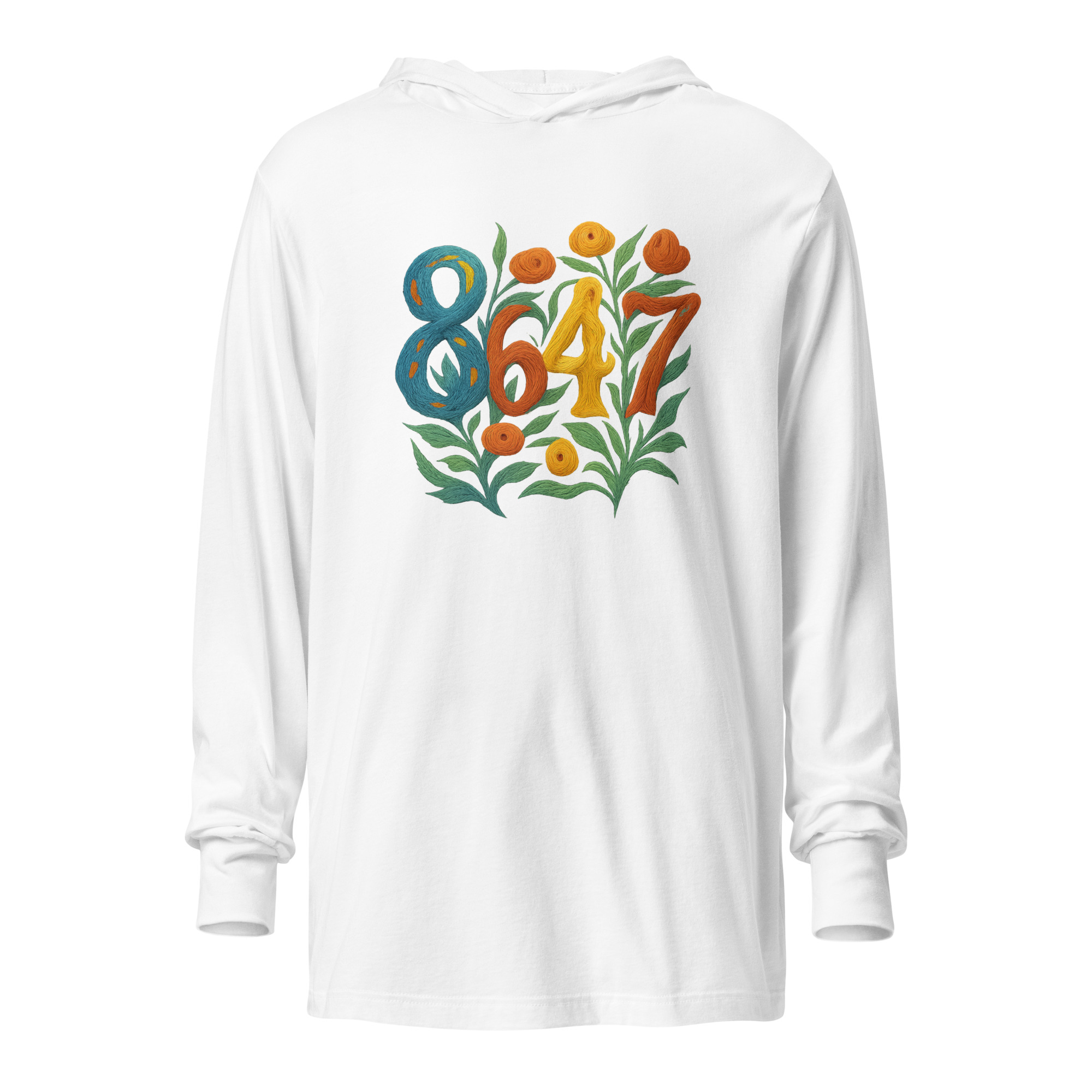 8647 Hooded Long Sleeve Tee in White