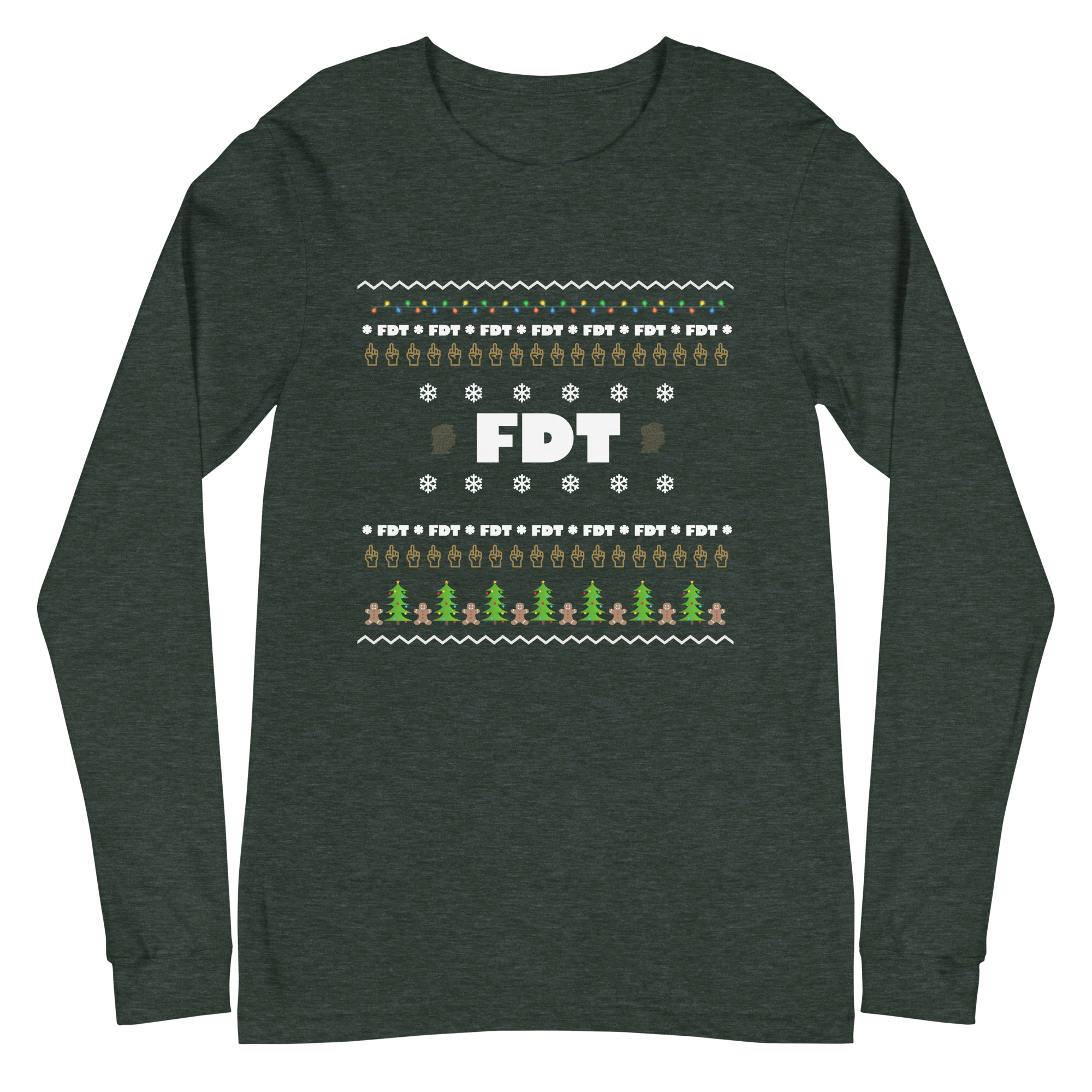 FDT Ugly Holiday Long Sleeve Tee in Heather Forest