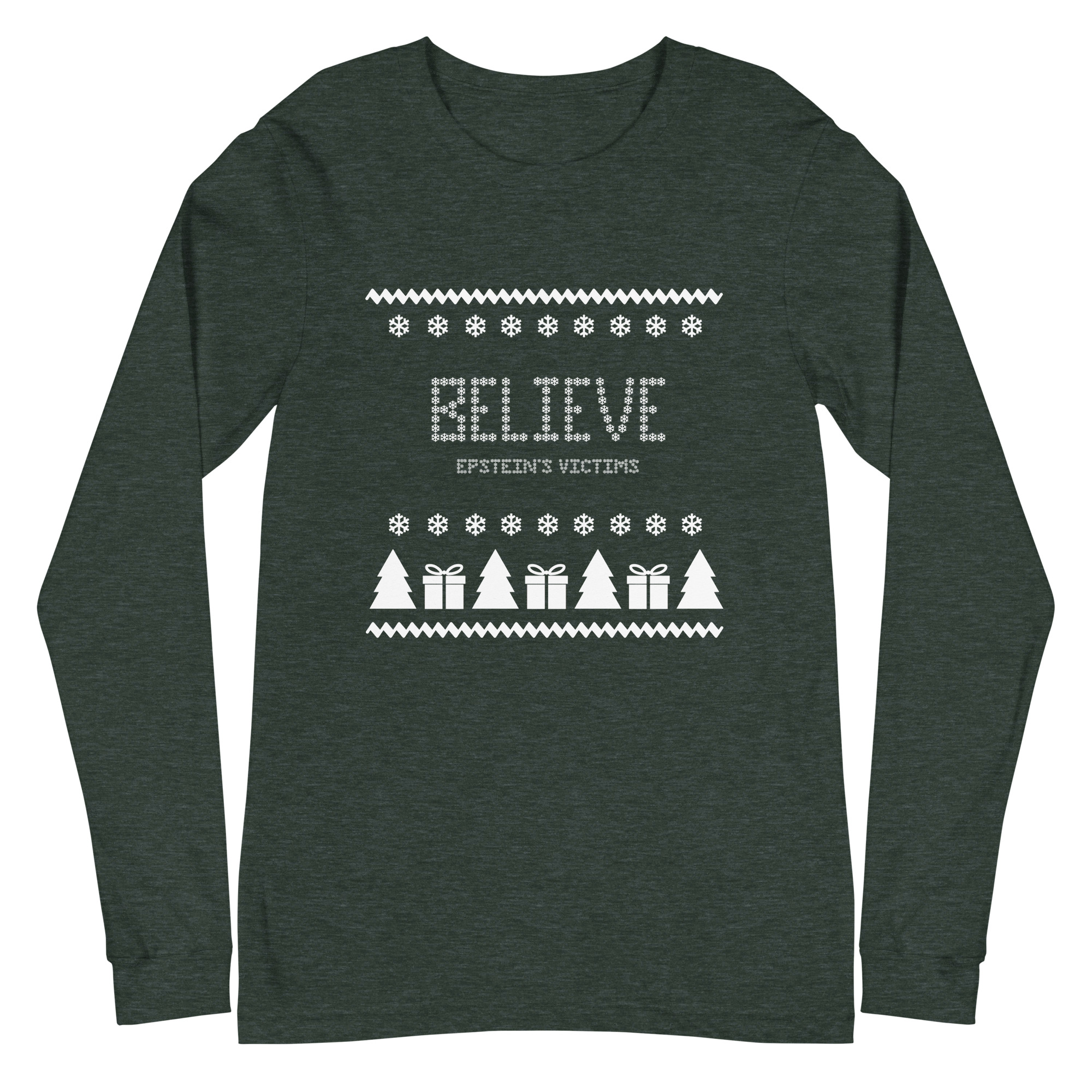 Believe Holiday Long Sleeve Tee in Heather Forest