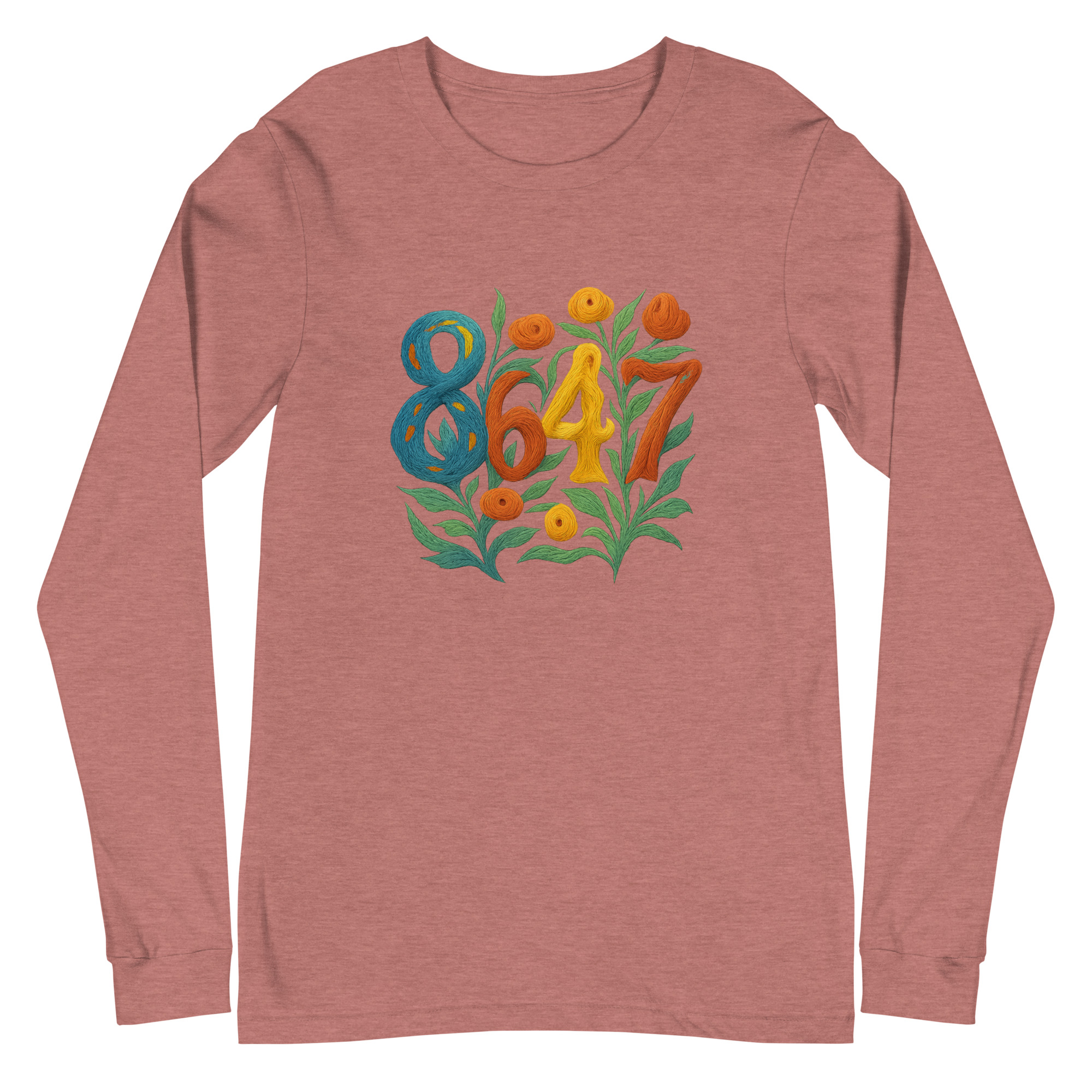 8647 Long Sleeve Tee in Heather Mauve
