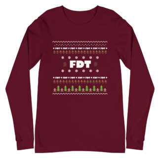FDT Ugly Holiday Long Sleeve Tee in Maroon