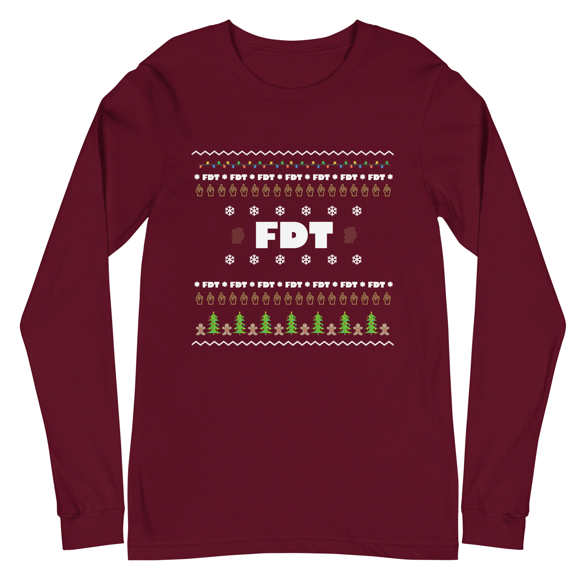 FDT Ugly Holiday Long Sleeve Tee in Maroon