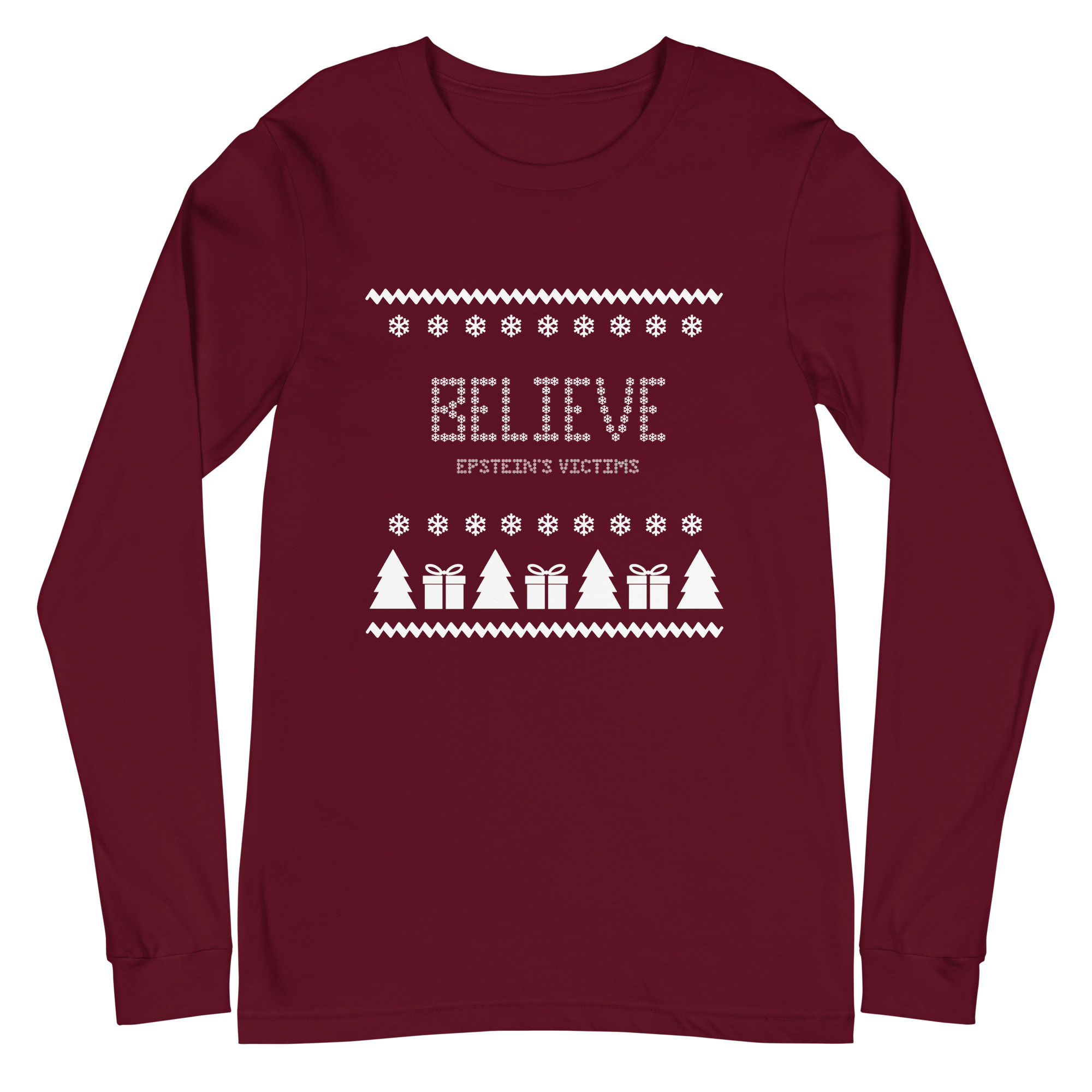 Believe Holiday Long Sleeve Tee in Maroon