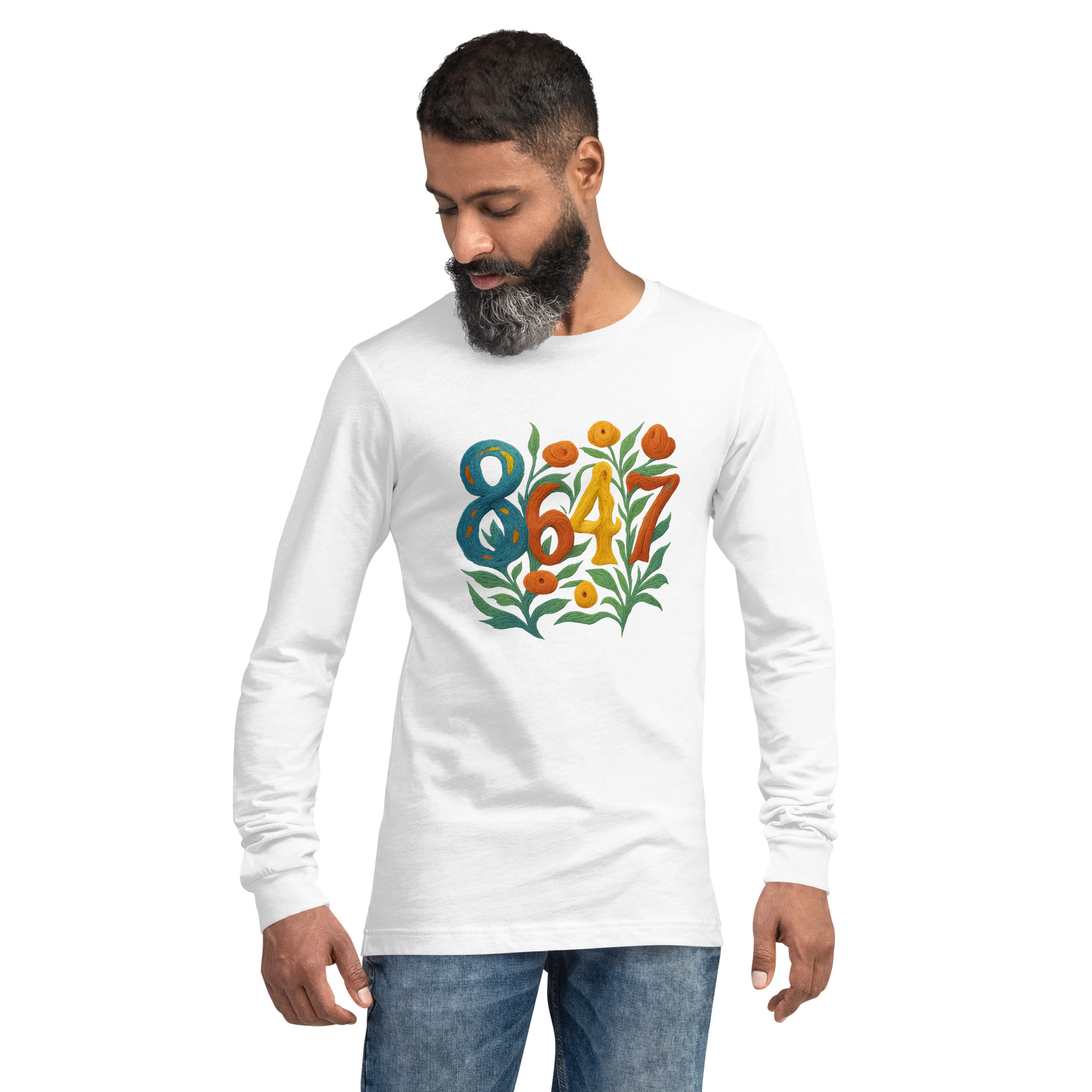 8647 Long Sleeve Tee in White