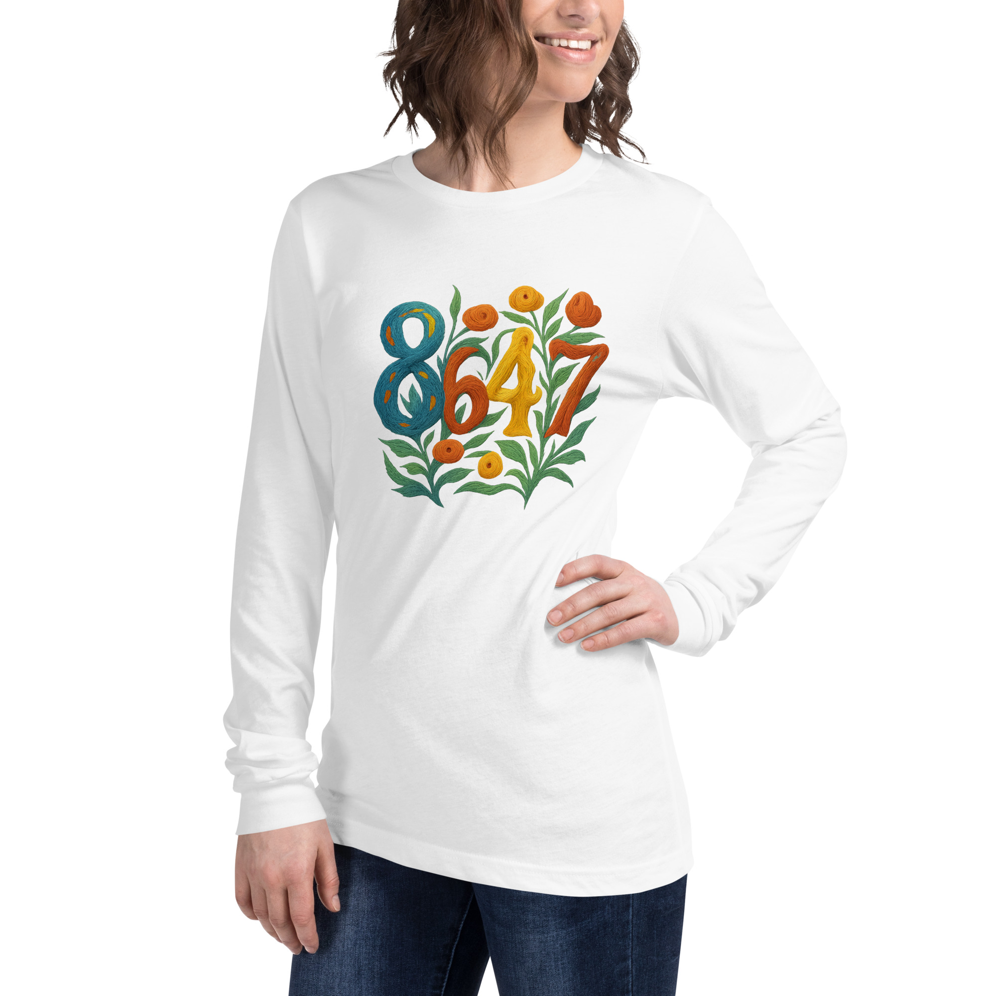 8647 Long Sleeve Tee in White