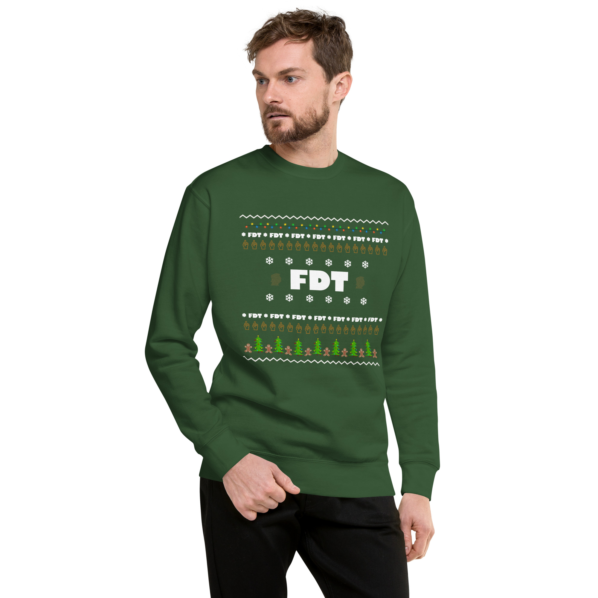 FDT Ugly Holiday Sweatshirt in Forest Green