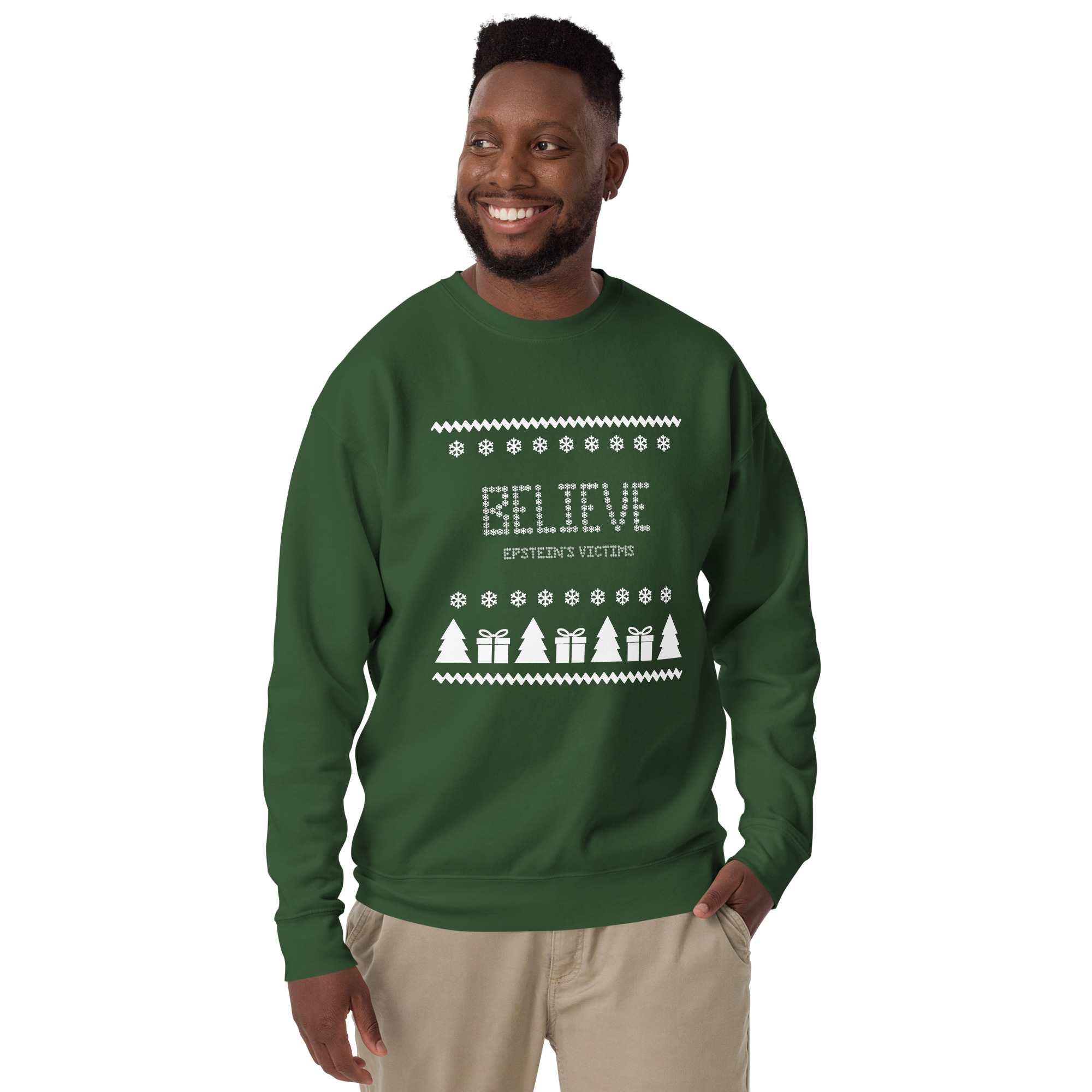 Believe Holiday Sweatshirt in Forest Green