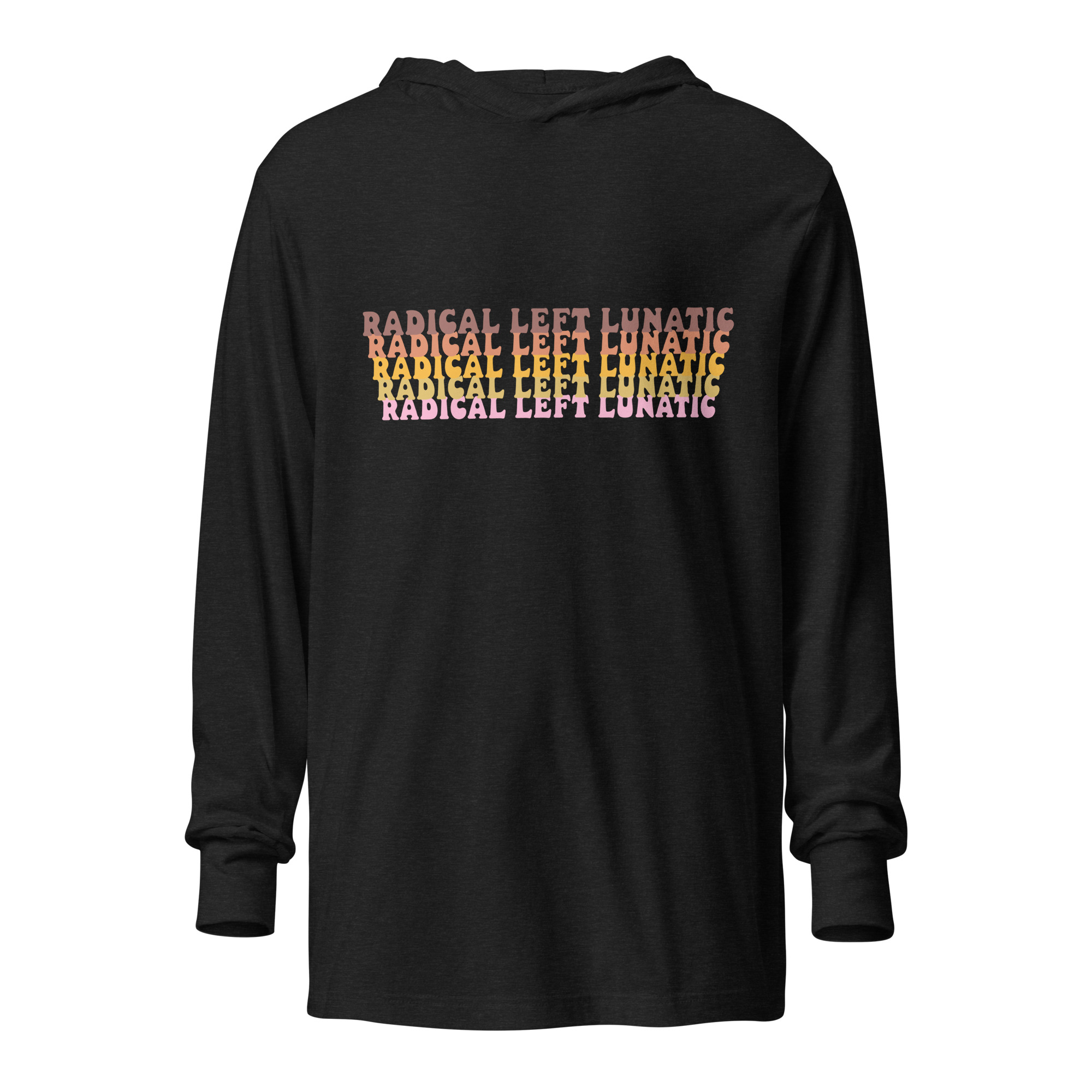 Radical Left Lunatic Hooded Long Sleeve Tee in Charcoal Black