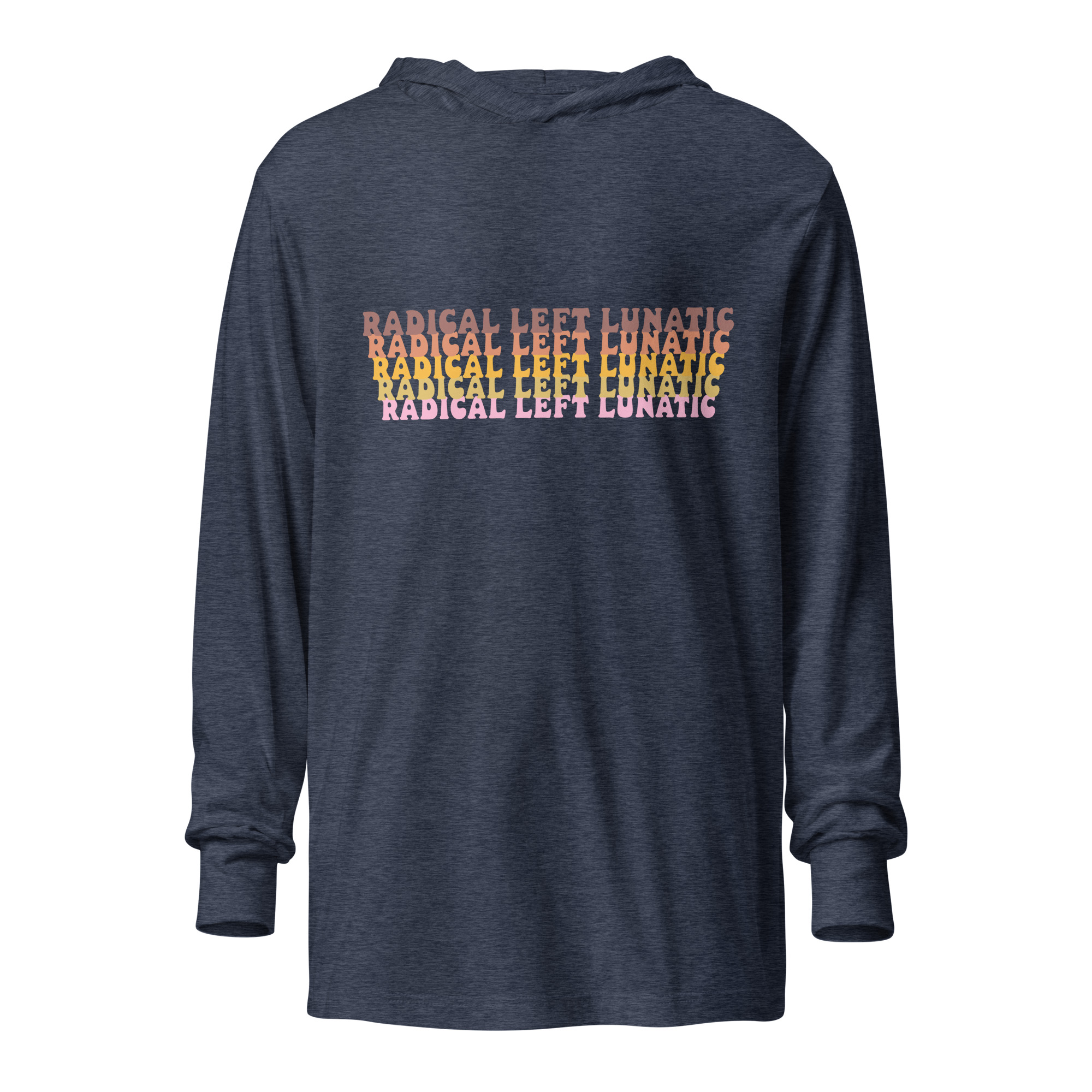 Radical Left Lunatic Hooded Long Sleeve Tee in Heather Navy