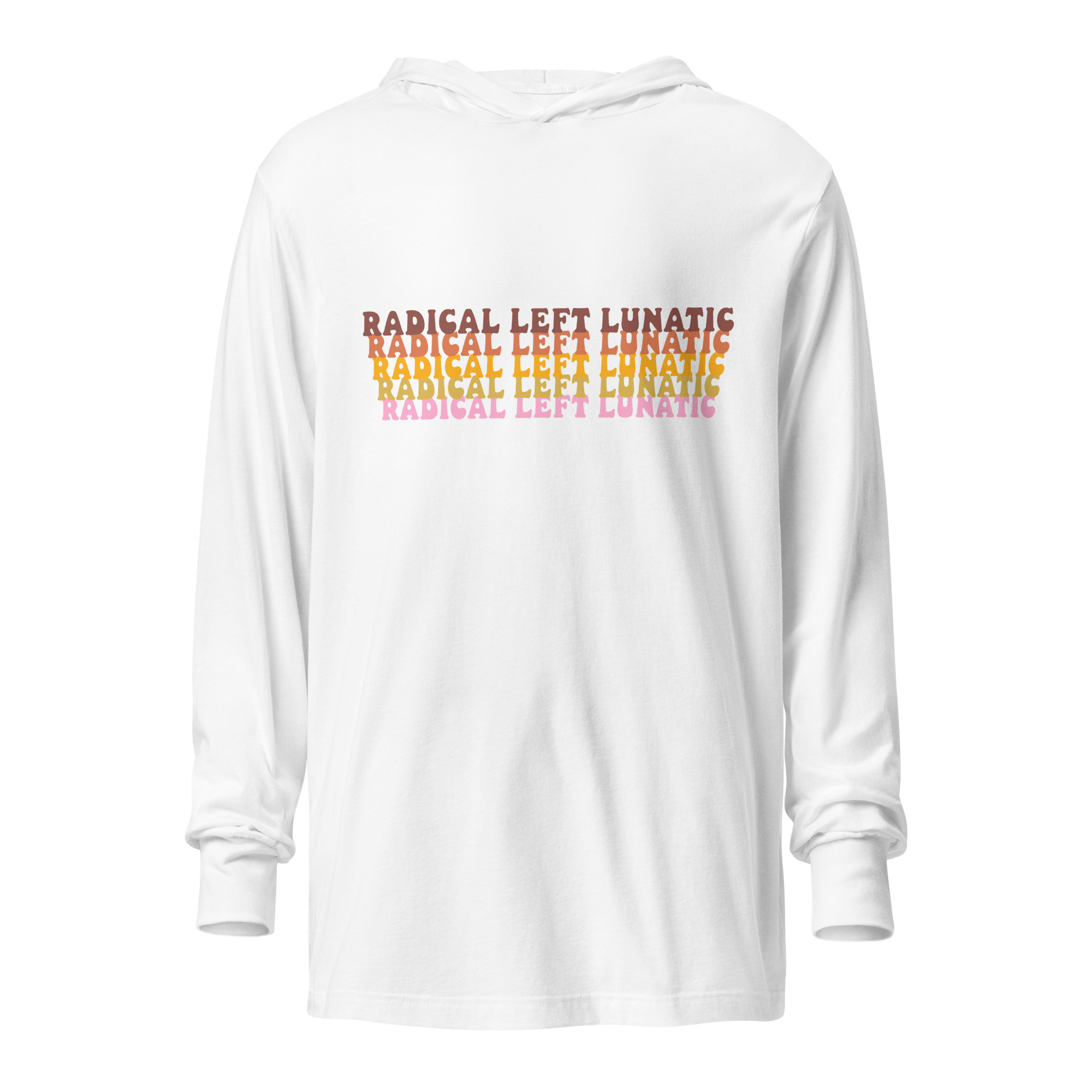 Radical Left Lunatic Hooded Long Sleeve Tee in White