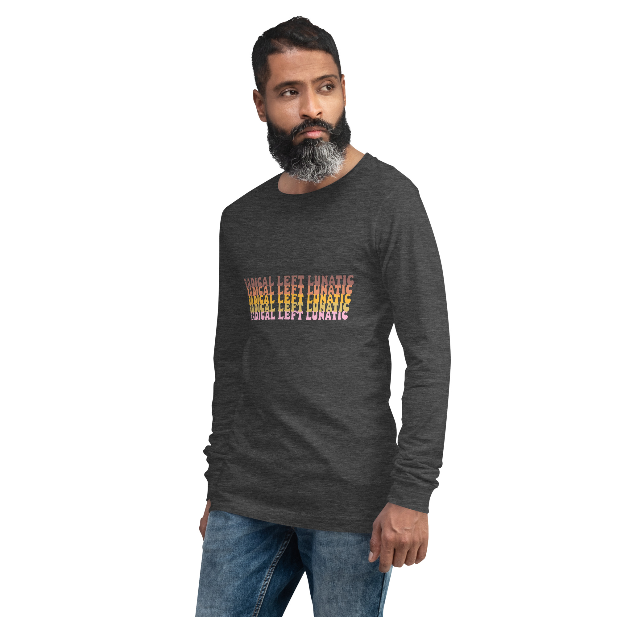 Radical Left Lunatic Long Sleeve Tee in Dark Grey Heather