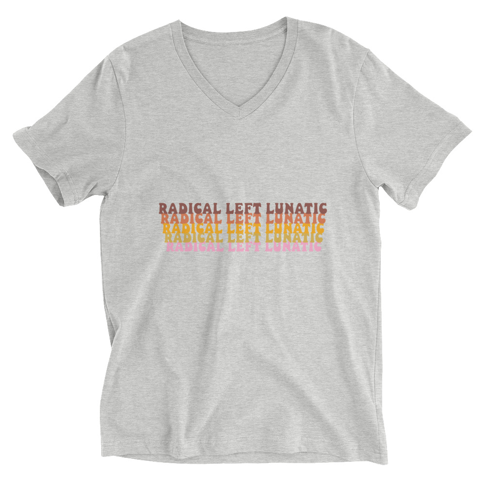 Radical Left Lunatic V-Neck T-Shirt in Athletic Heather