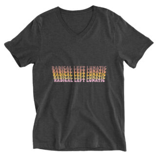Radical Left Lunatic V-Neck T-Shirt in Dark Grey Heather