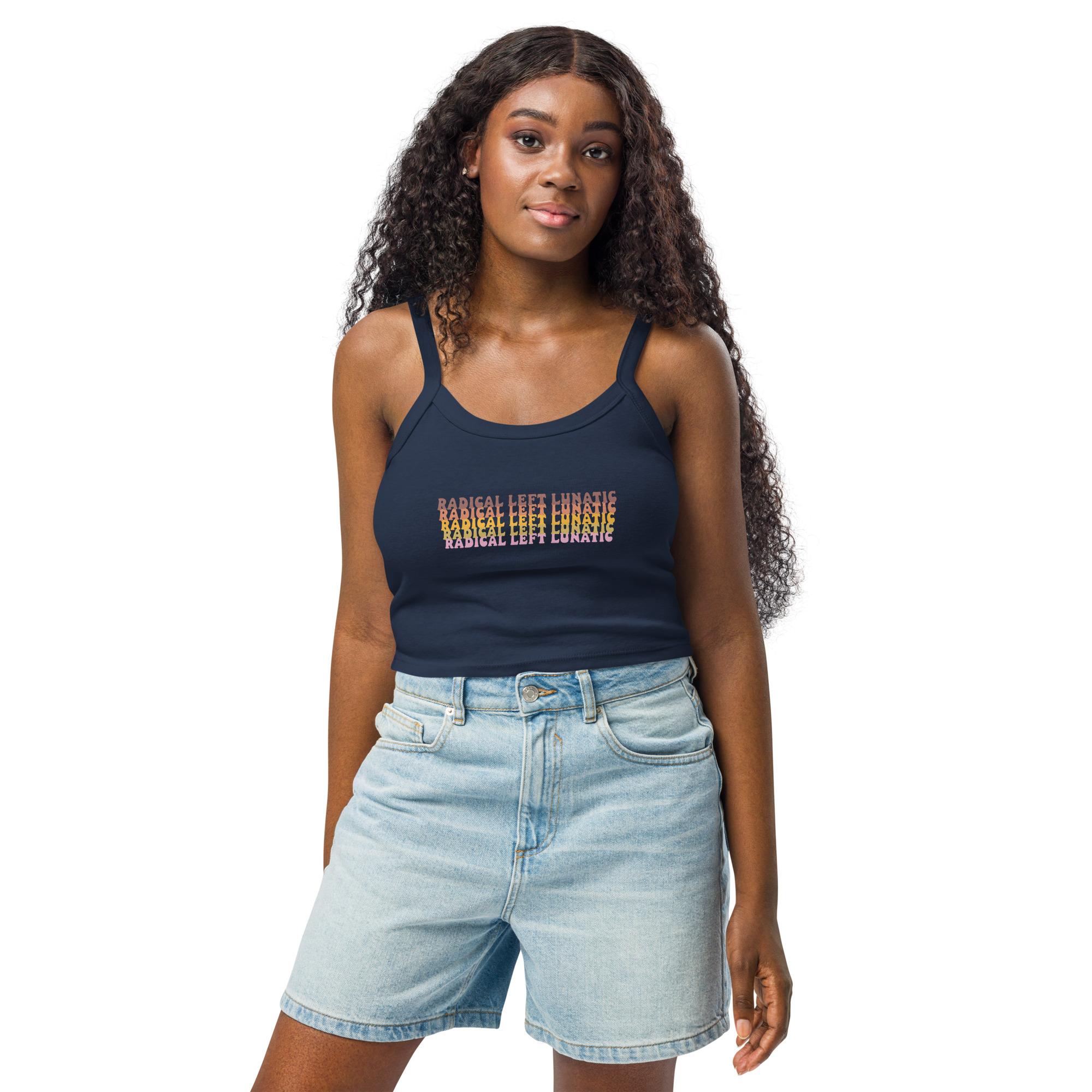 Radical Left Lunatic Midi Tank Top in Navy on female