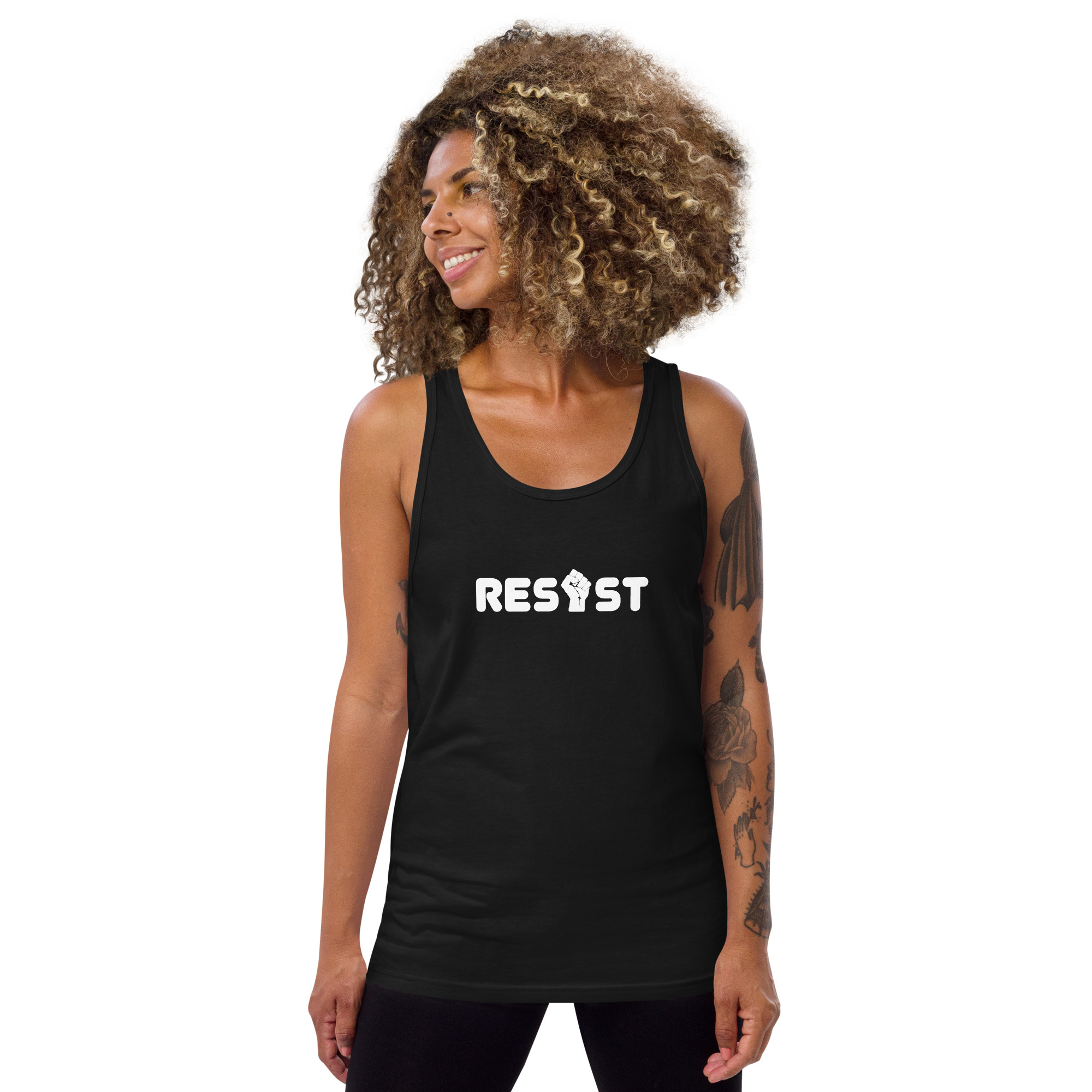 Resist Tank Top in Black on female